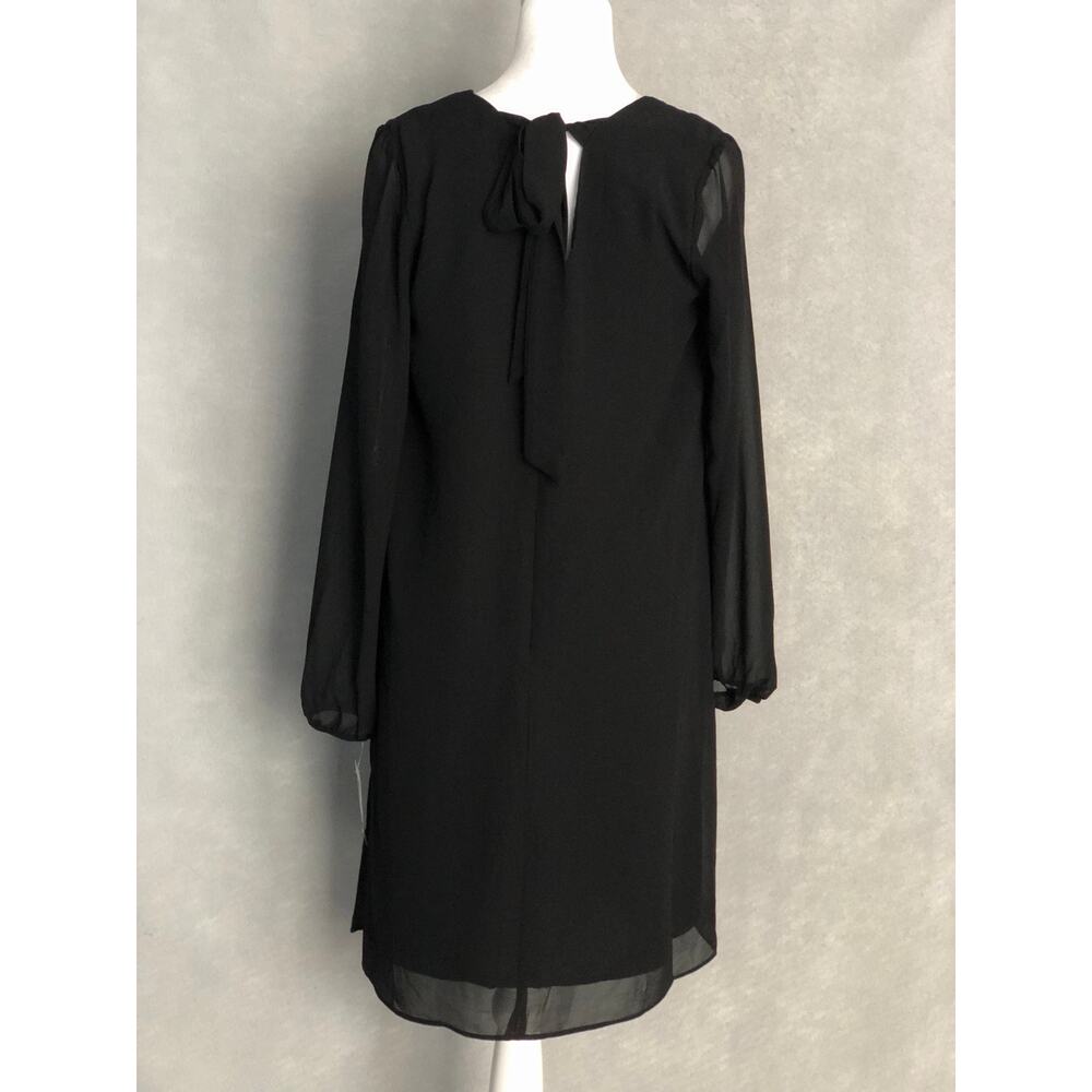 I.N.C. V-Neck Shift Dress Sheer Puff Sleeve Black Women's Small NEW - Picture 3 of 8